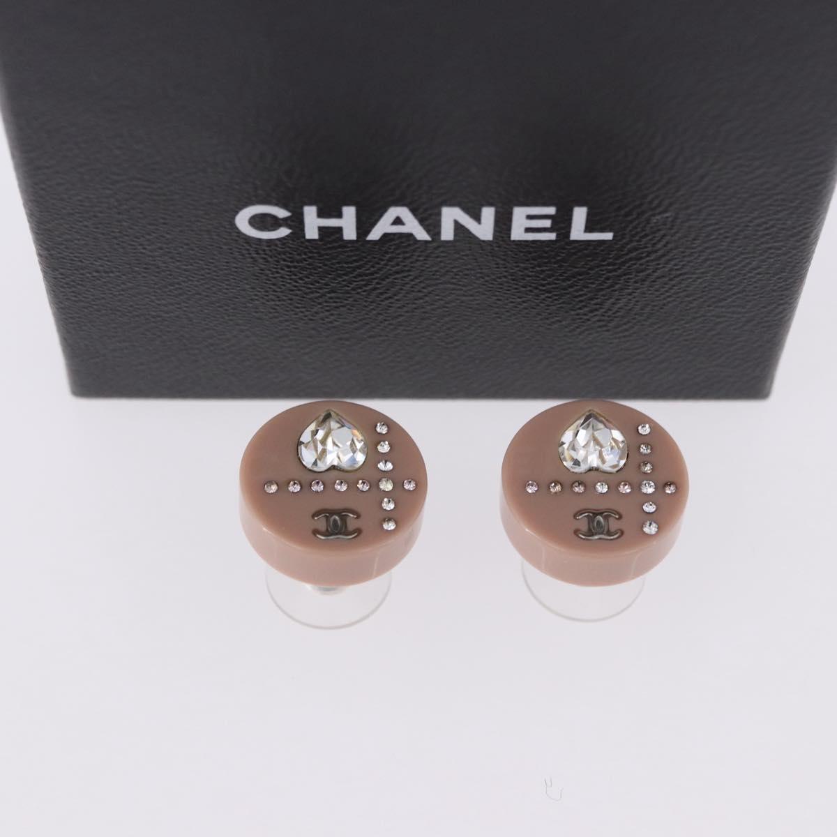 CHANEL Pierce Plastic Pink CC Auth 198812A