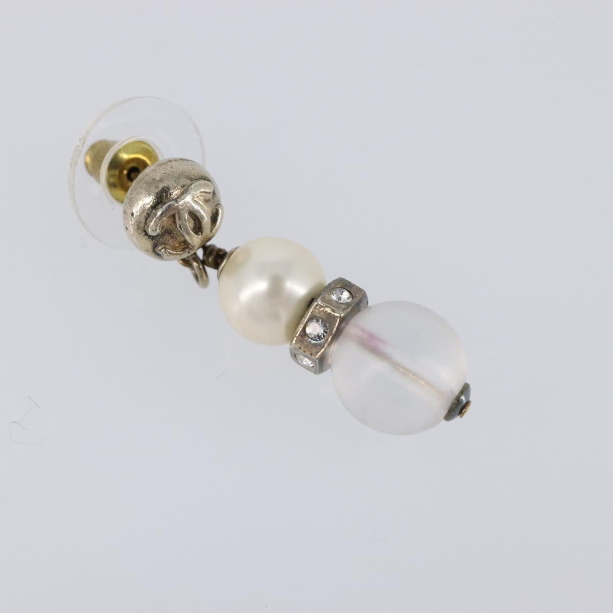 CHANEL Pierce Metal Silver CC Auth 198814A