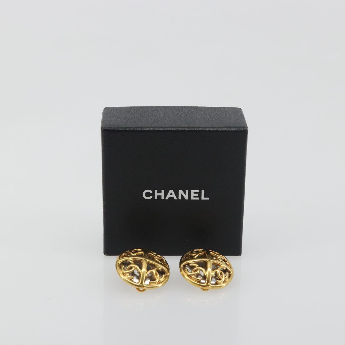 CHANEL Earring Metal Gold Tone CC Auth 198816V