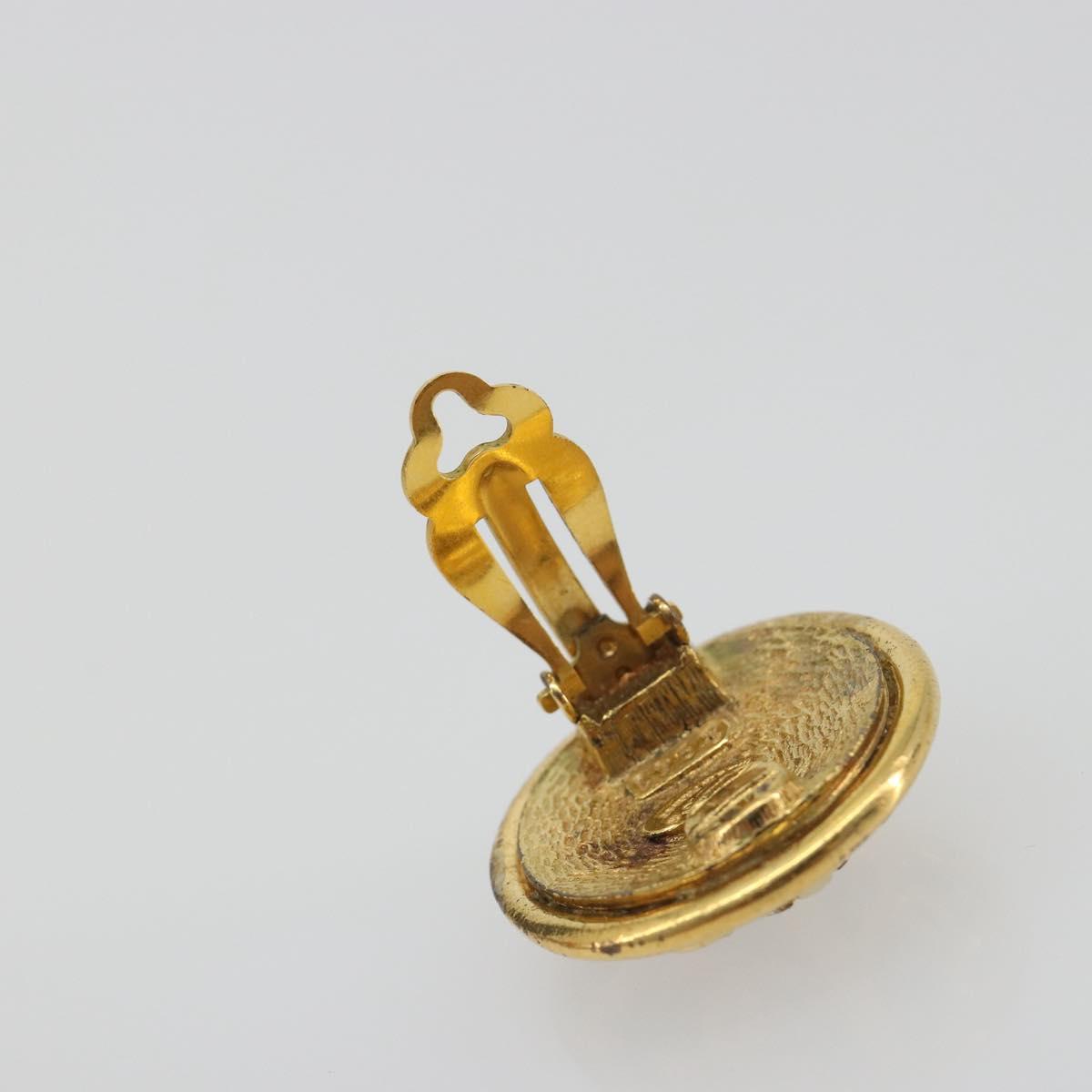 CHANEL Earring Metal Gold Tone CC Auth 198816V