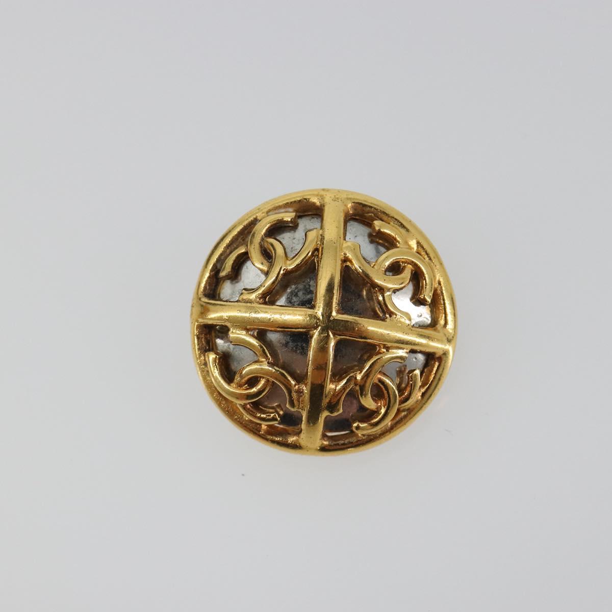 CHANEL Earring Metal Gold Tone CC Auth 198816V