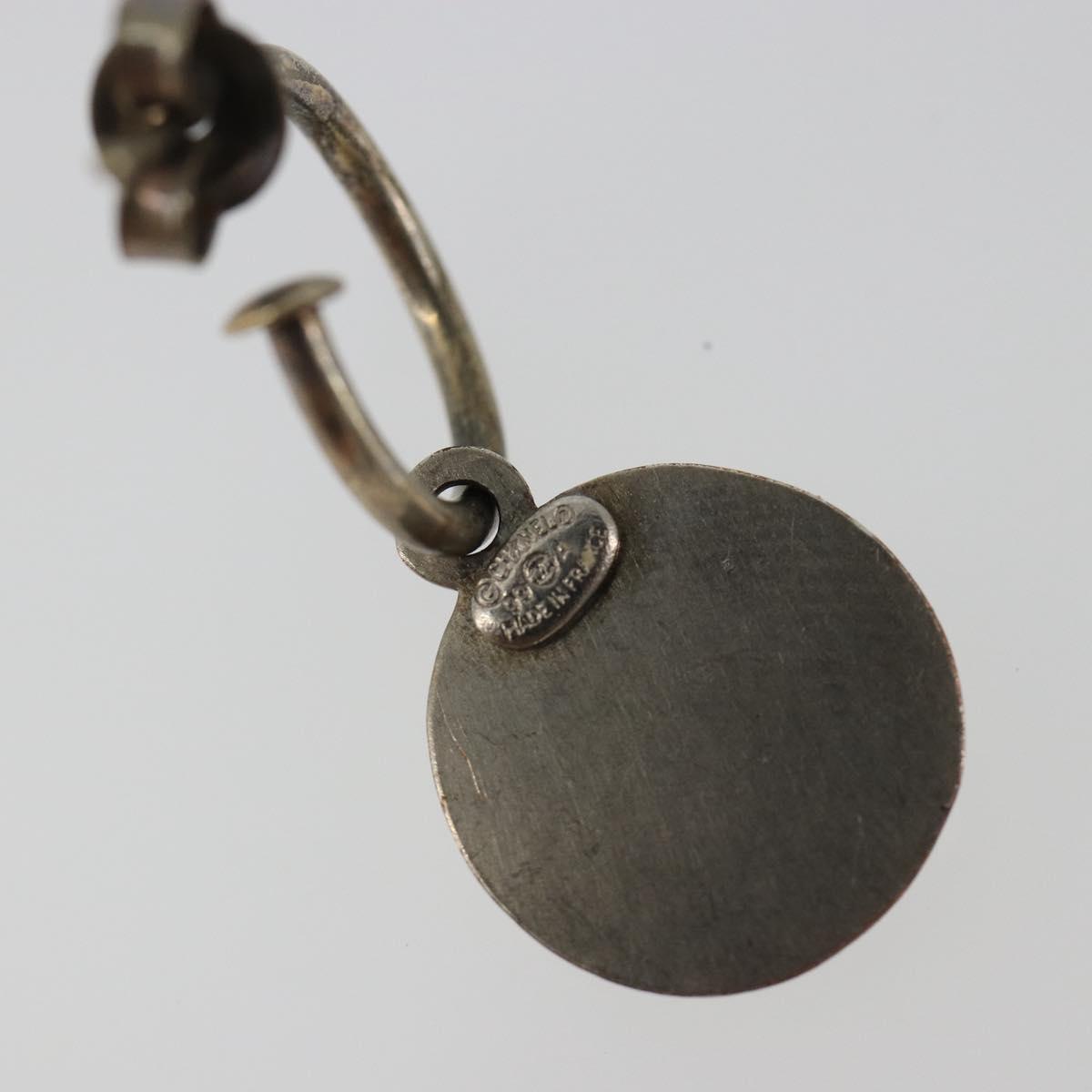 CHANEL Pierce Metal Silver CC Auth 198817