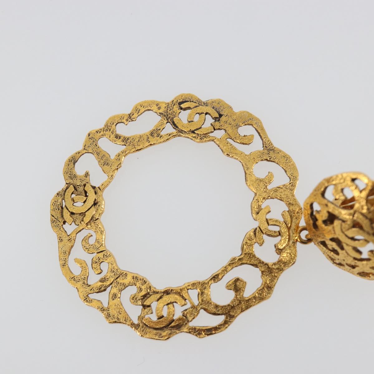 CHANEL Pierce Metal Gold Tone CC Auth 198818V