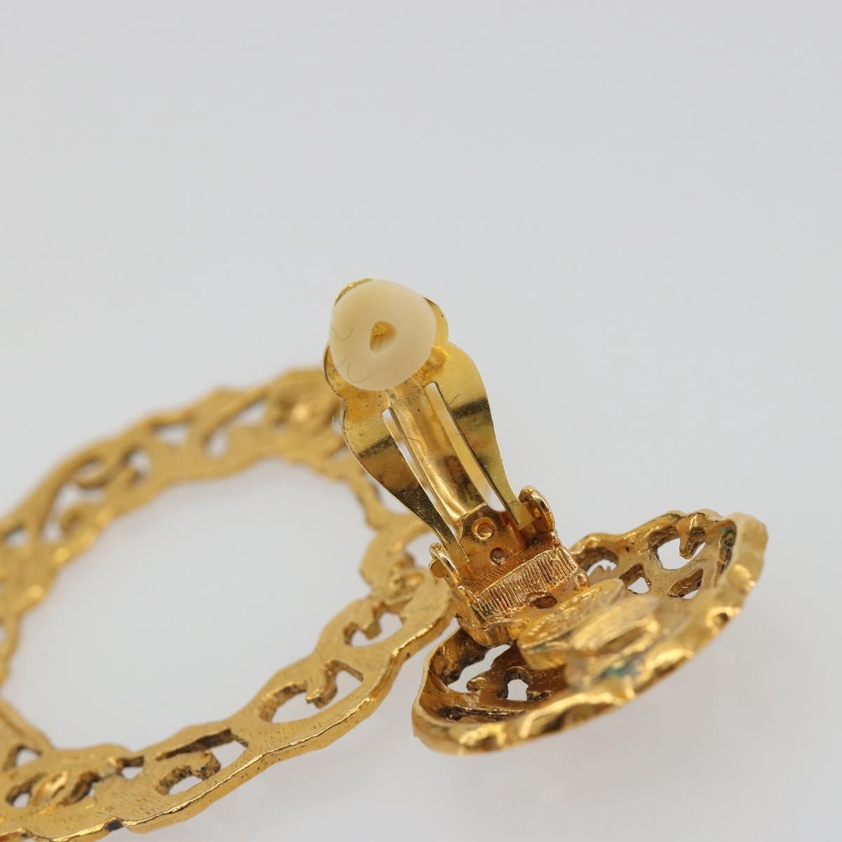 CHANEL Pierce Metal Gold Tone CC Auth 198818V