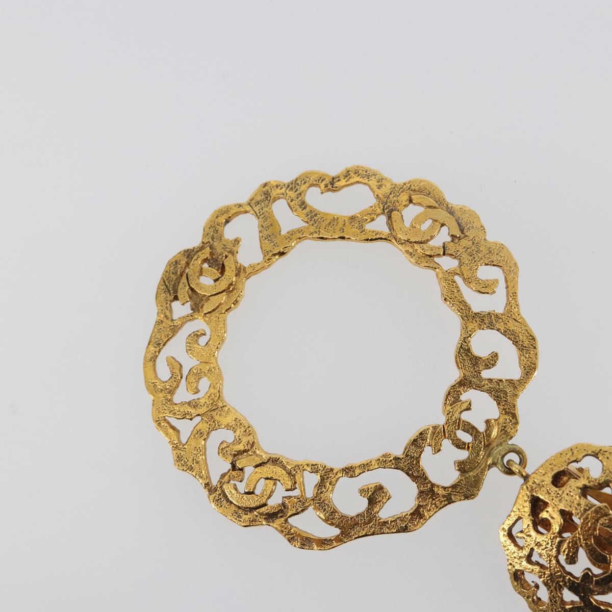 CHANEL Pierce Metal Gold Tone CC Auth 198818V