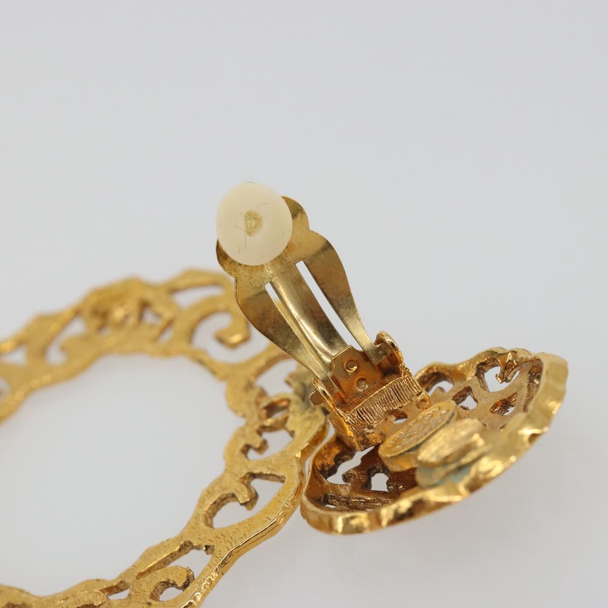 CHANEL Pierce Metal Gold Tone CC Auth 198818V