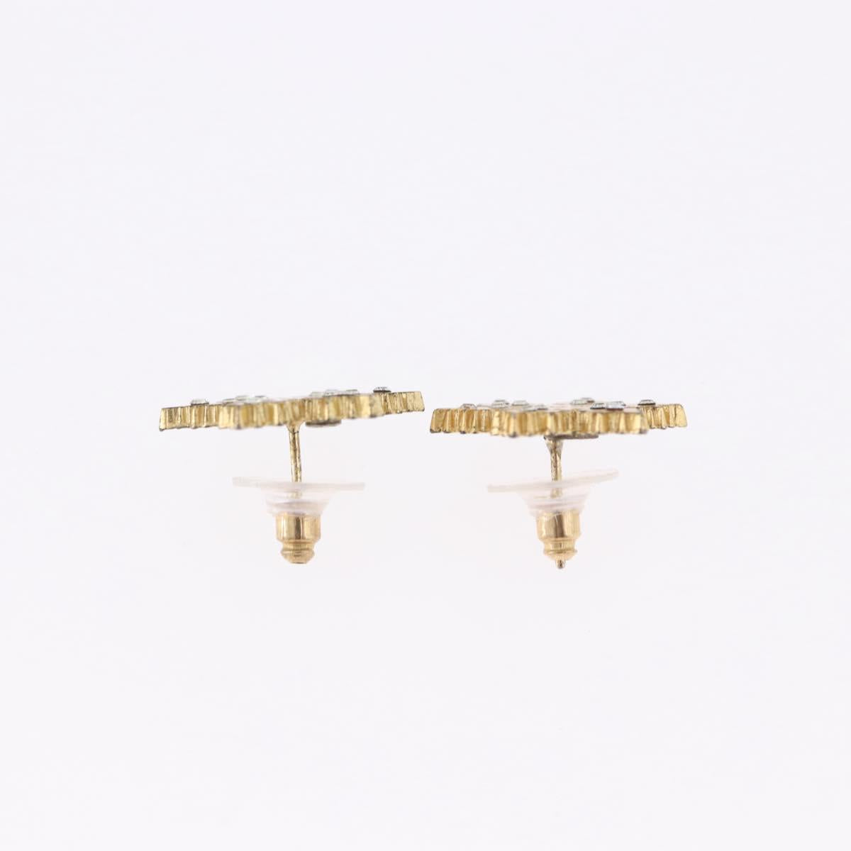 CHANEL Pierce Metal Gold Tone CC Auth 198819