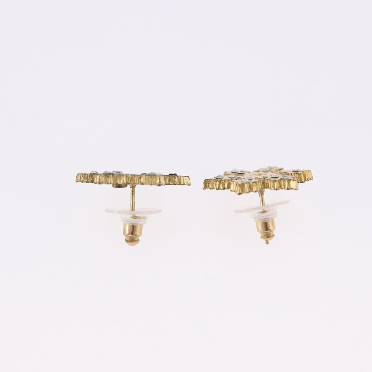 CHANEL Pierce Metal Gold Tone CC Auth 198819