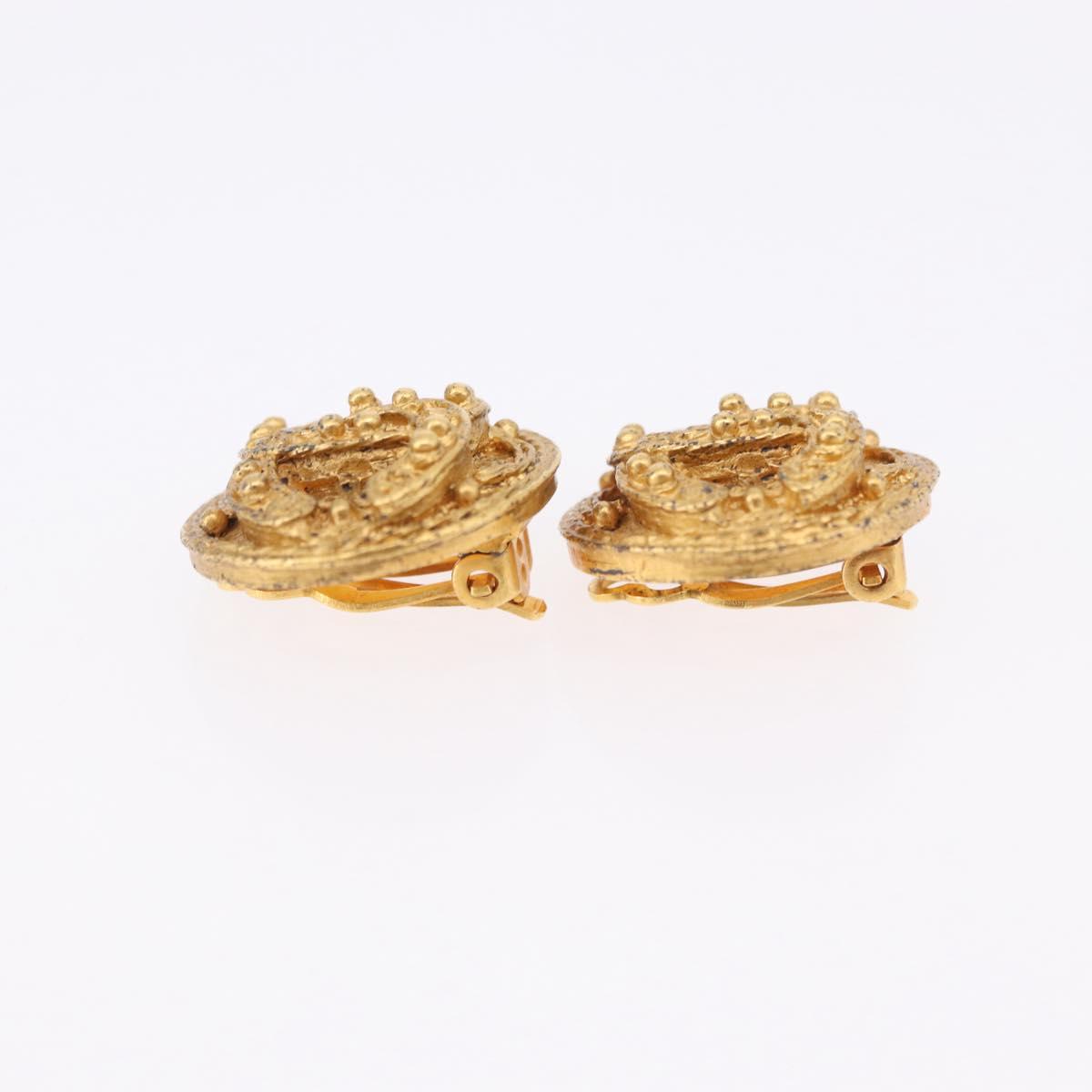 CHANEL Earring Metal Gold Tone CC Auth 198822V