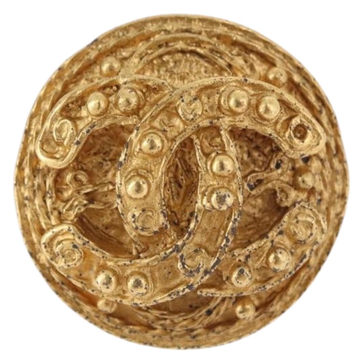 CHANEL Earring Metal Gold Tone CC Auth 198822V