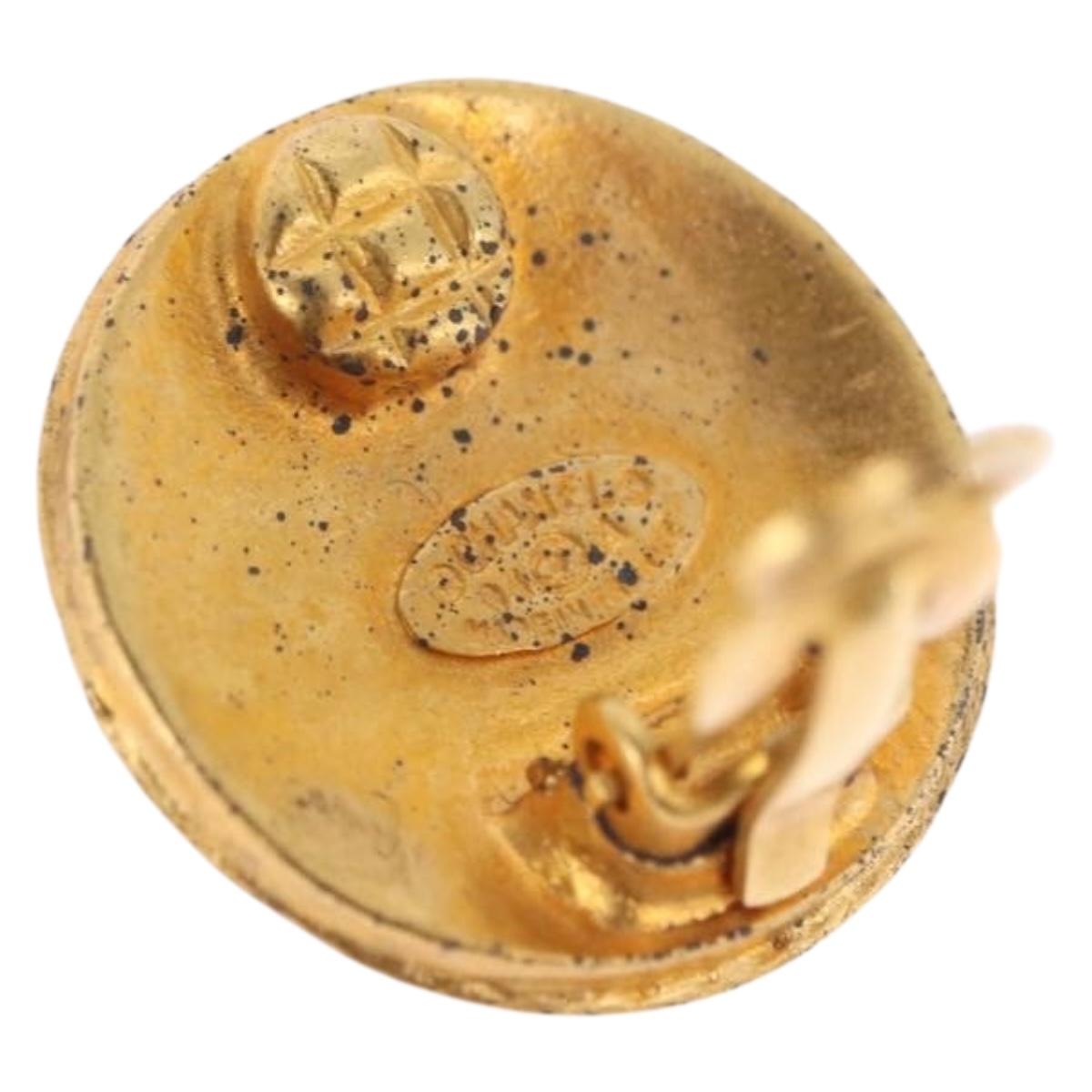 CHANEL Earring Metal Gold Tone CC Auth 198822V