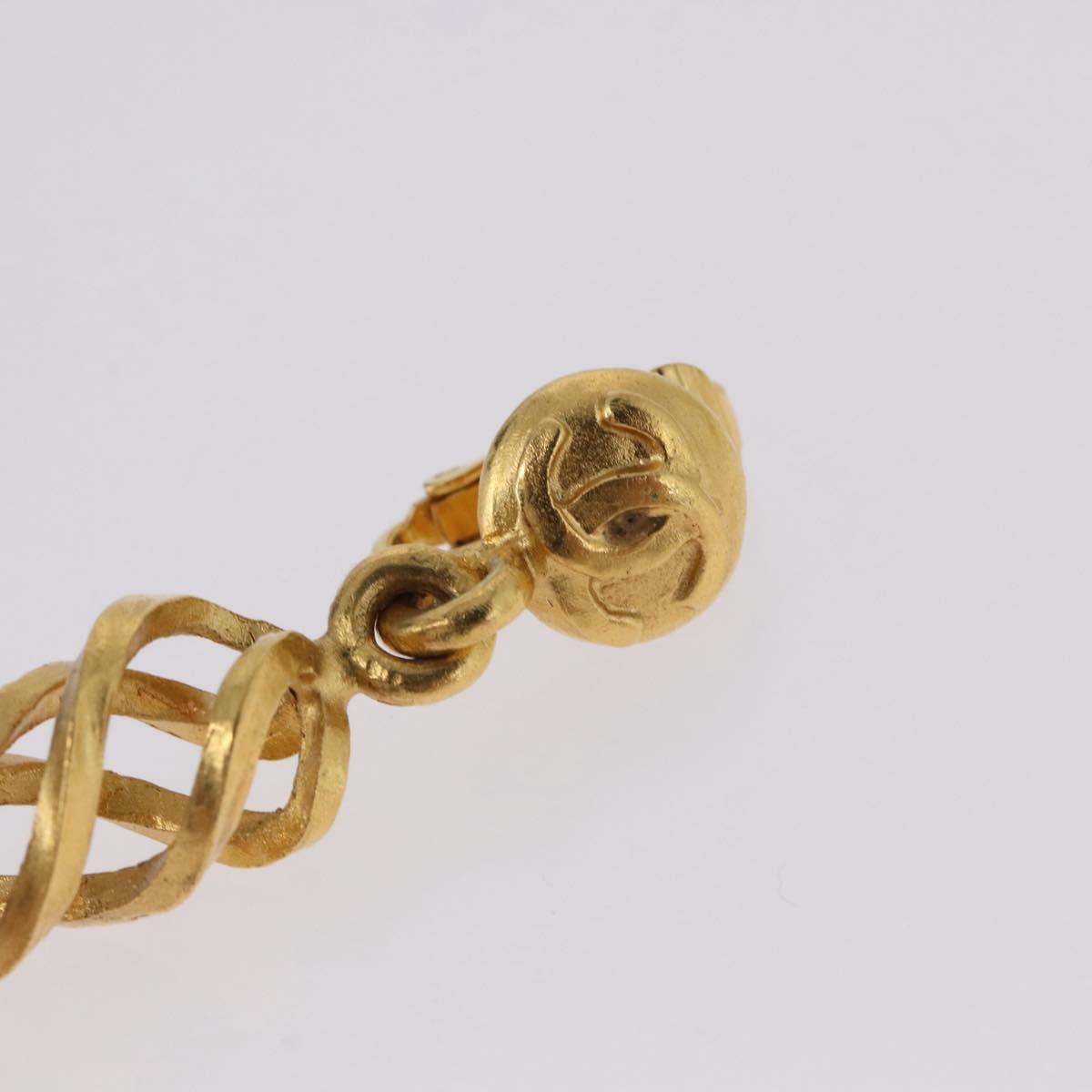 CHANEL Earring Metal Gold Tone CC Auth 198823V