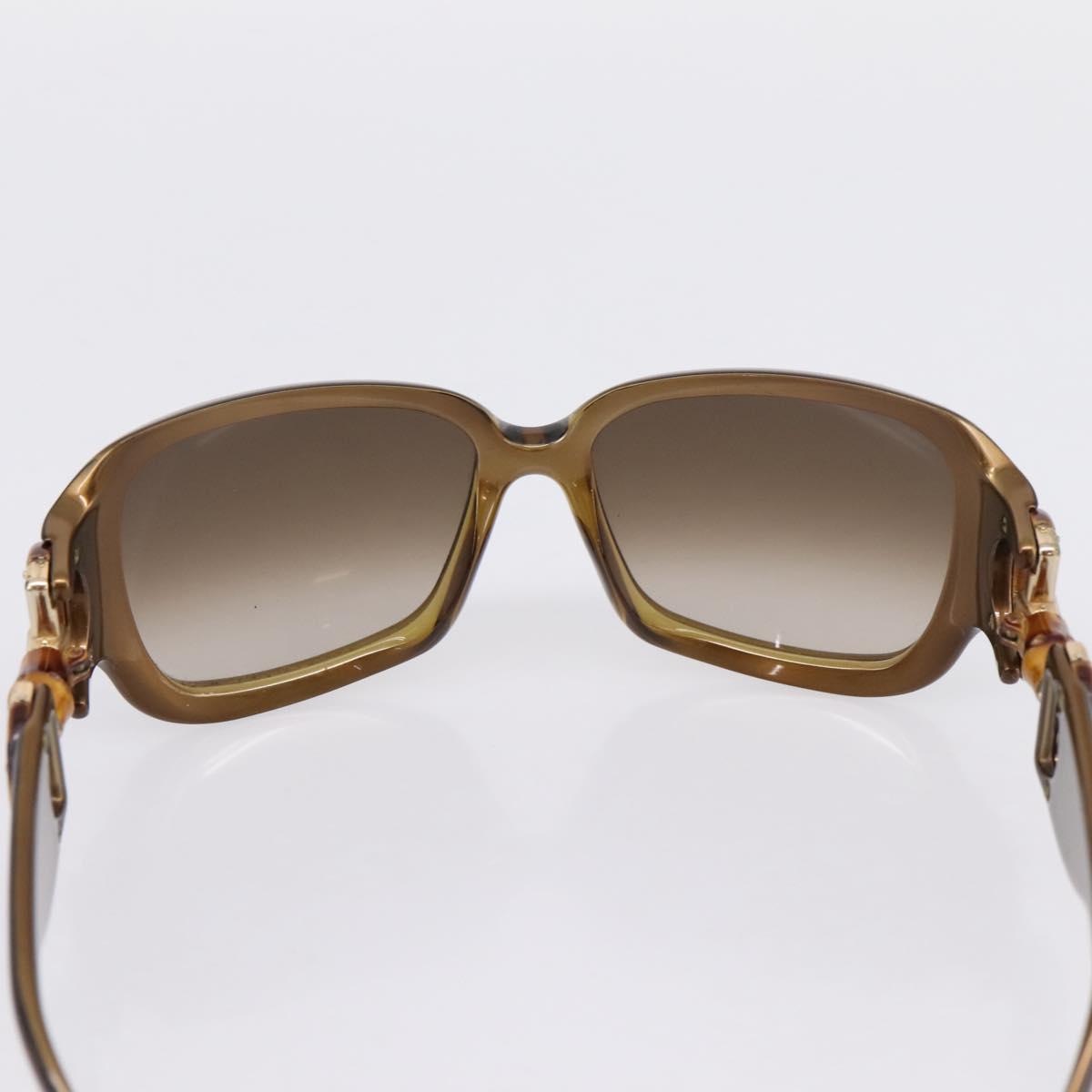 GUCCI Bamboo Horsebit Sunglasses Plastic Brown Gold Auth 198825