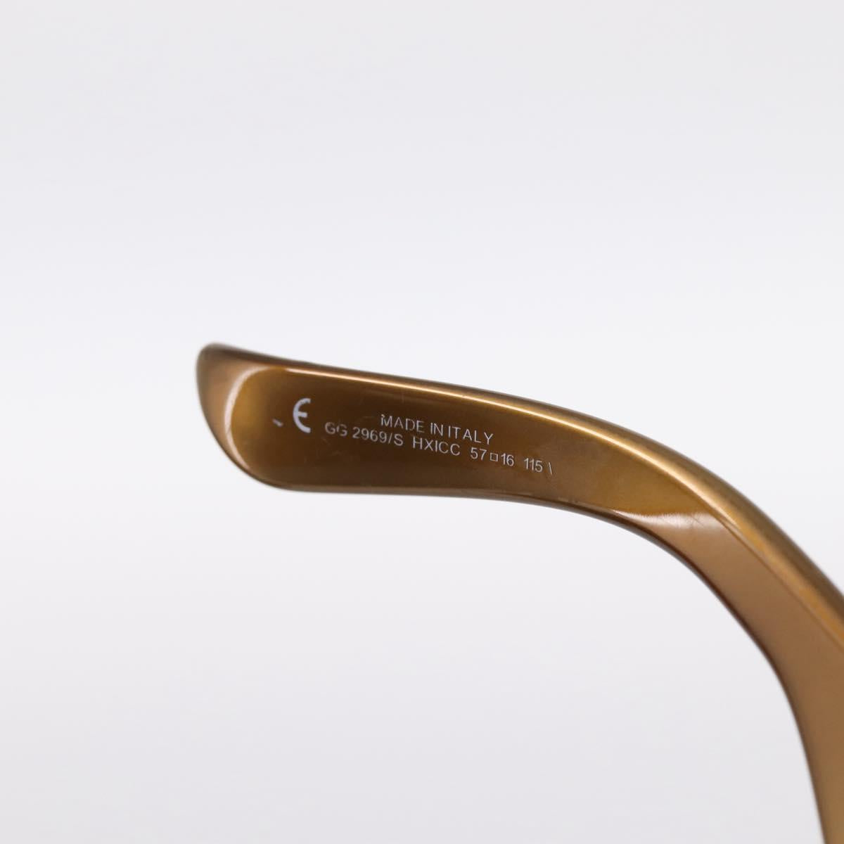 GUCCI Bamboo Horsebit Sunglasses Plastic Brown Gold Auth 198825