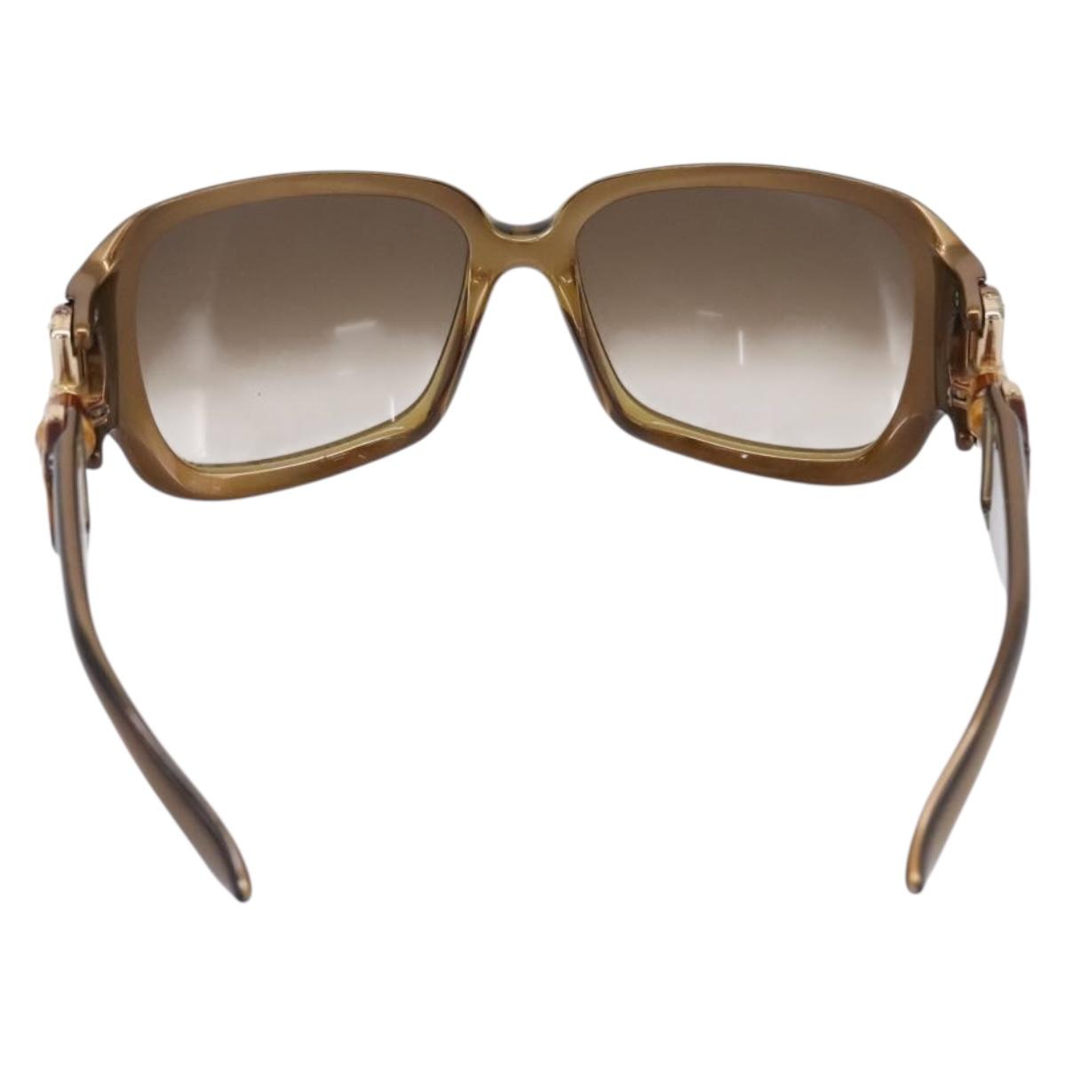 GUCCI Bamboo Horsebit Sunglasses Plastic Brown Gold Auth 198825