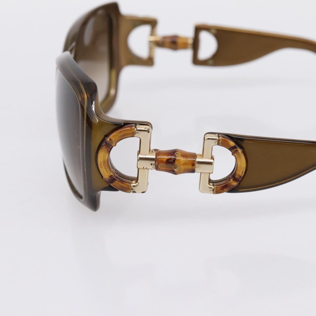 GUCCI Bamboo Horsebit Sunglasses Plastic Brown Gold Auth 198825