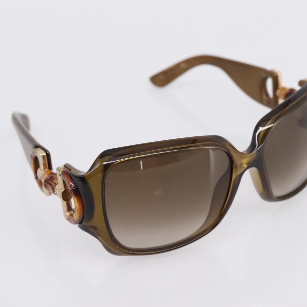 GUCCI Bamboo Horsebit Sunglasses Plastic Brown Gold Auth 198825