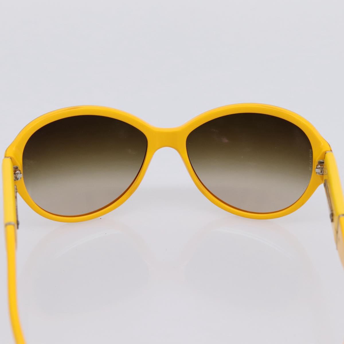 CHANEL COCO Mark Sunglasses Plastic Yellow Silver CC Auth 198826A