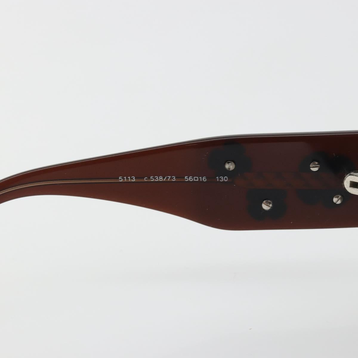CHANEL Camelia Sunglasses Plastic Brown CC Auth 198827