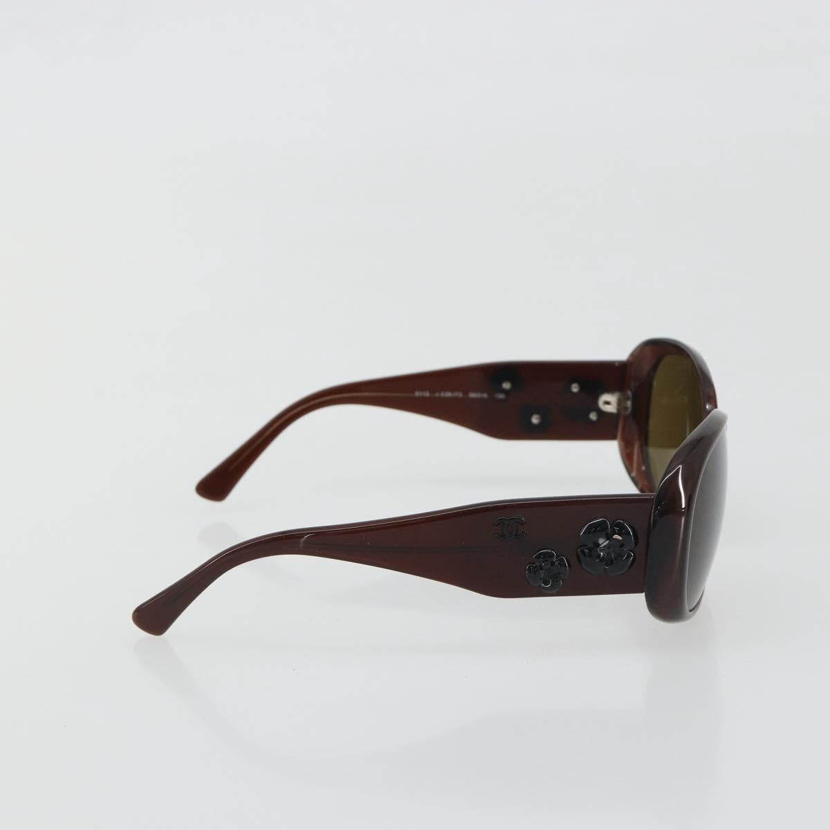 CHANEL Camelia Sunglasses Plastic Brown CC Auth 198827