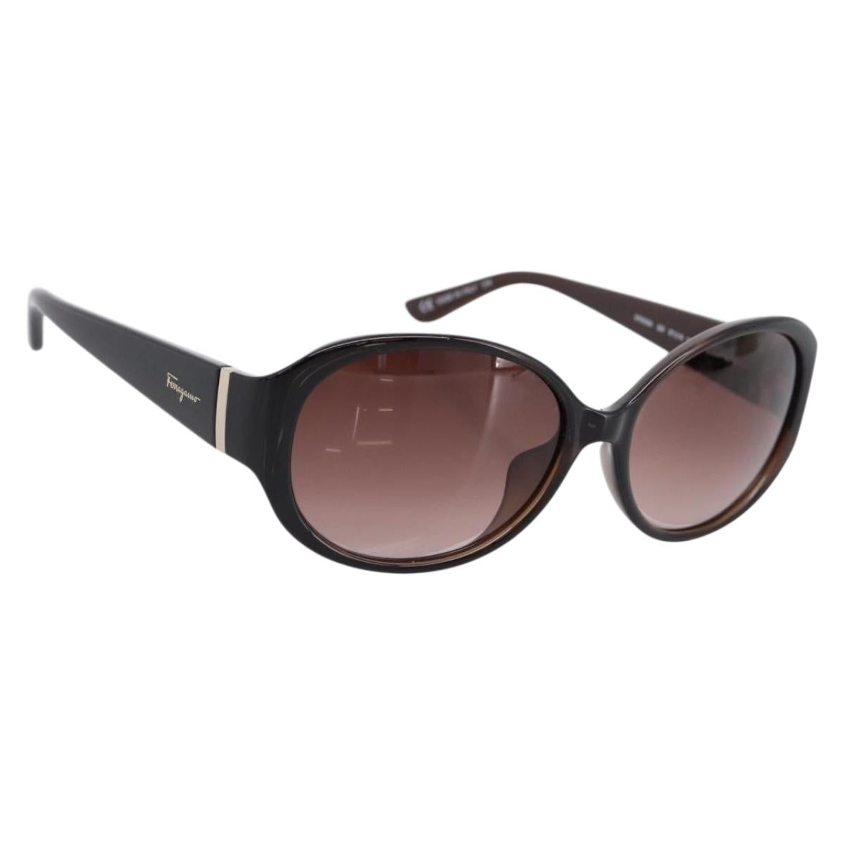 Salvatore Ferragamo Sunglasses Plastic Brown Gold Auth 198828A