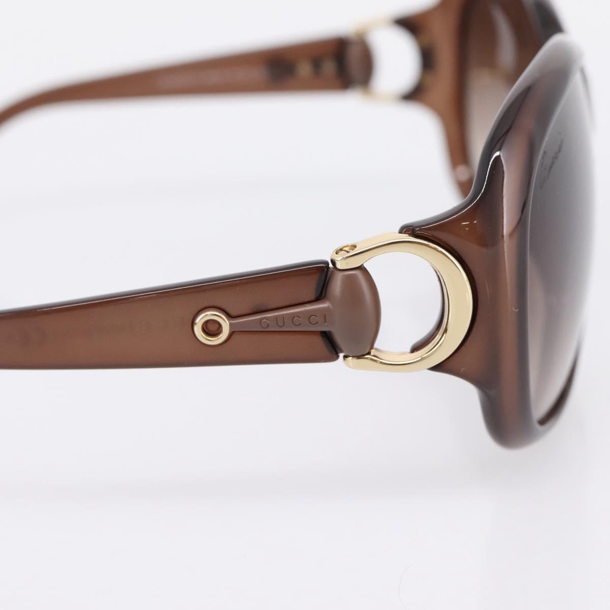 GUCCI Horsebit Sunglasses Plastic Brown Gold Auth 198829A