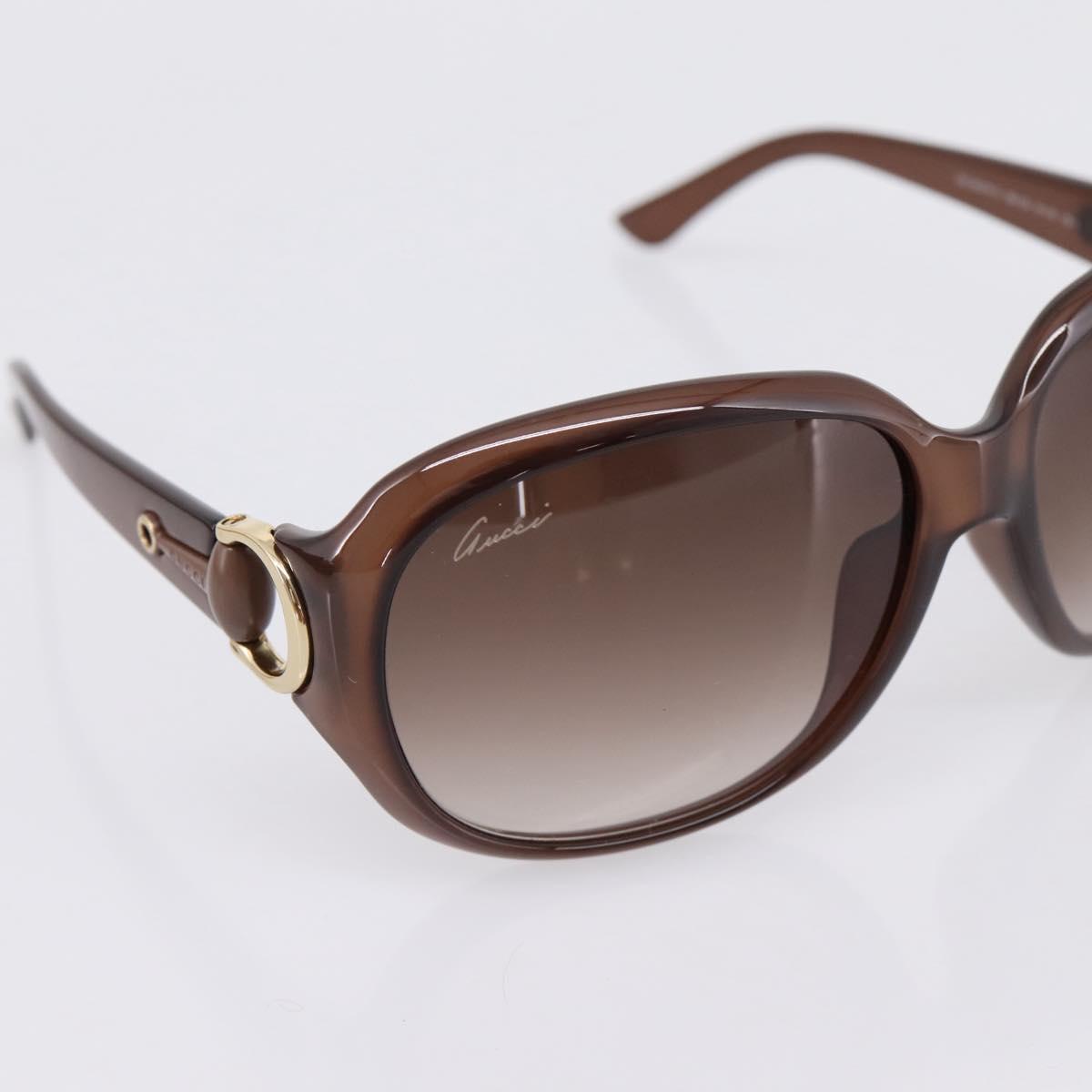 GUCCI Horsebit Sunglasses Plastic Brown Gold Auth 198829A