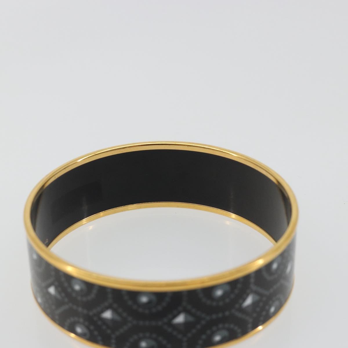 HERMES Email MM Bracelet Metal Black Gold Auth 198832M
