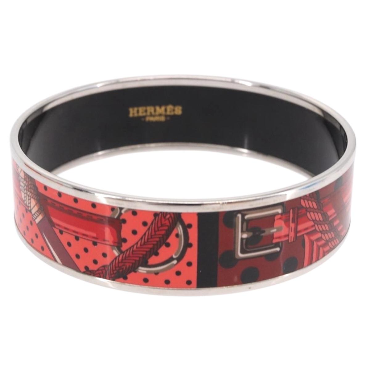 HERMES Emilel GM Bracelet metal Red Auth 198833M