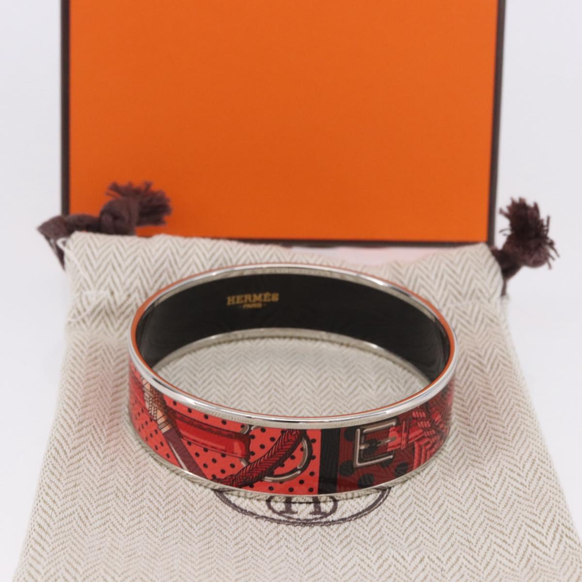 HERMES Emilel GM Bracelet metal Red Auth 198833M