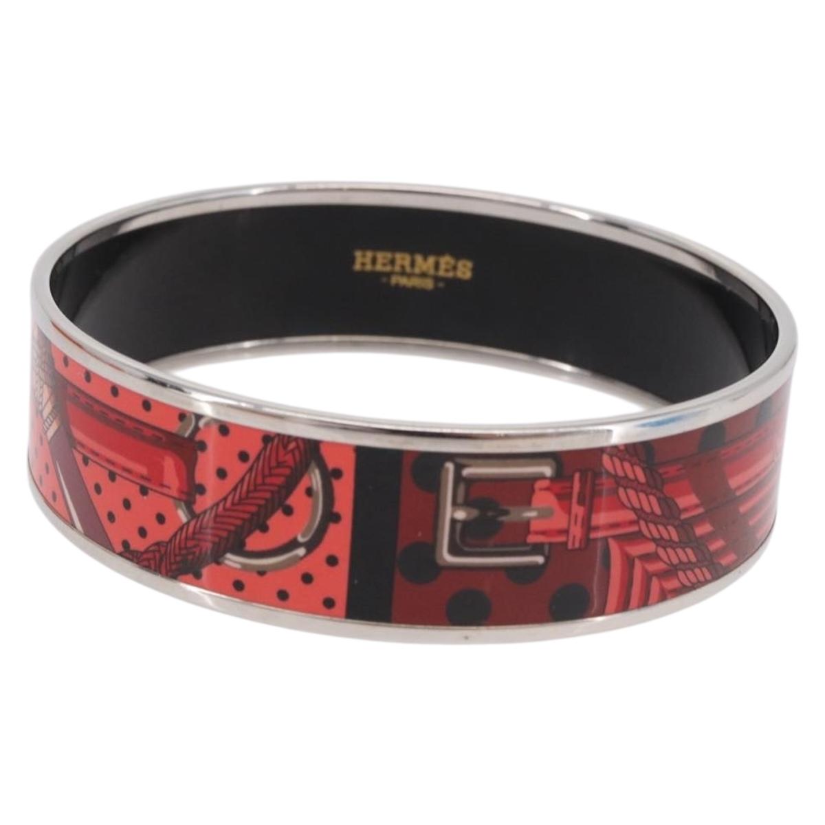 HERMES Emilel GM Bracelet metal Red Auth 198833M