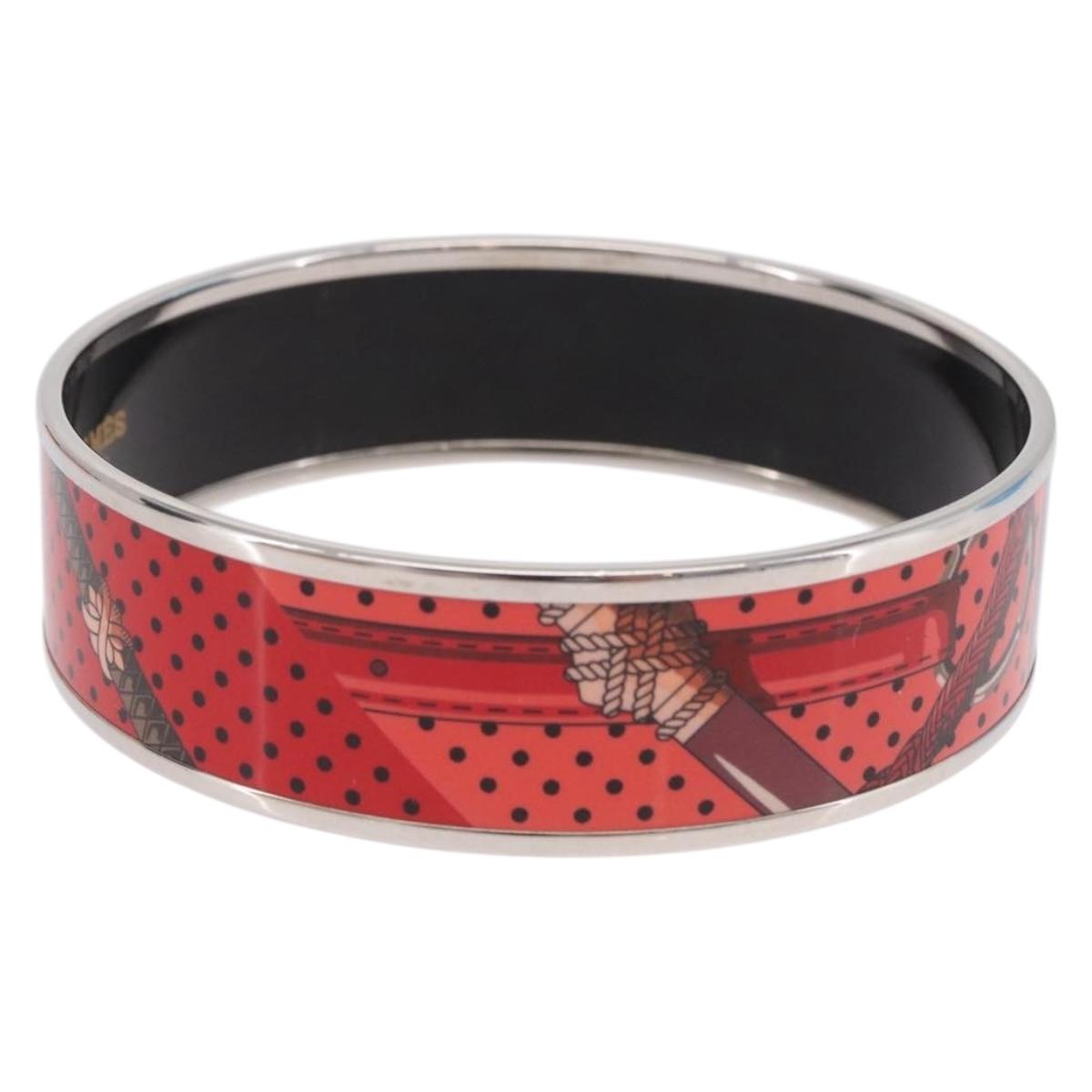 HERMES Emilel GM Bracelet metal Red Auth 198833M