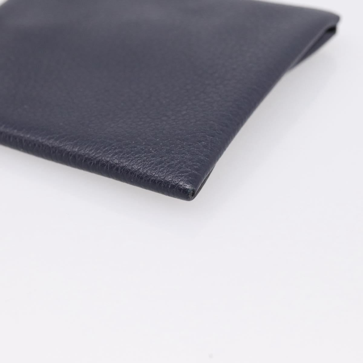 HERMES Bastia Coin Purse Leather Navy Auth 198834V