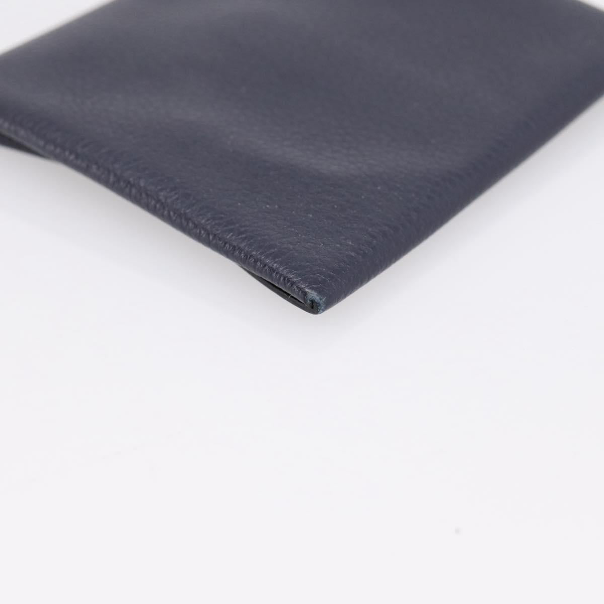 HERMES Bastia Coin Purse Leather Navy Auth 198834V