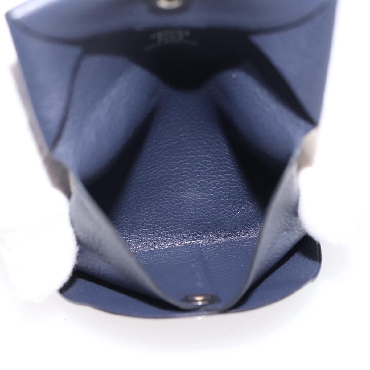 HERMES Bastia Coin Purse Leather Navy Auth 198834V