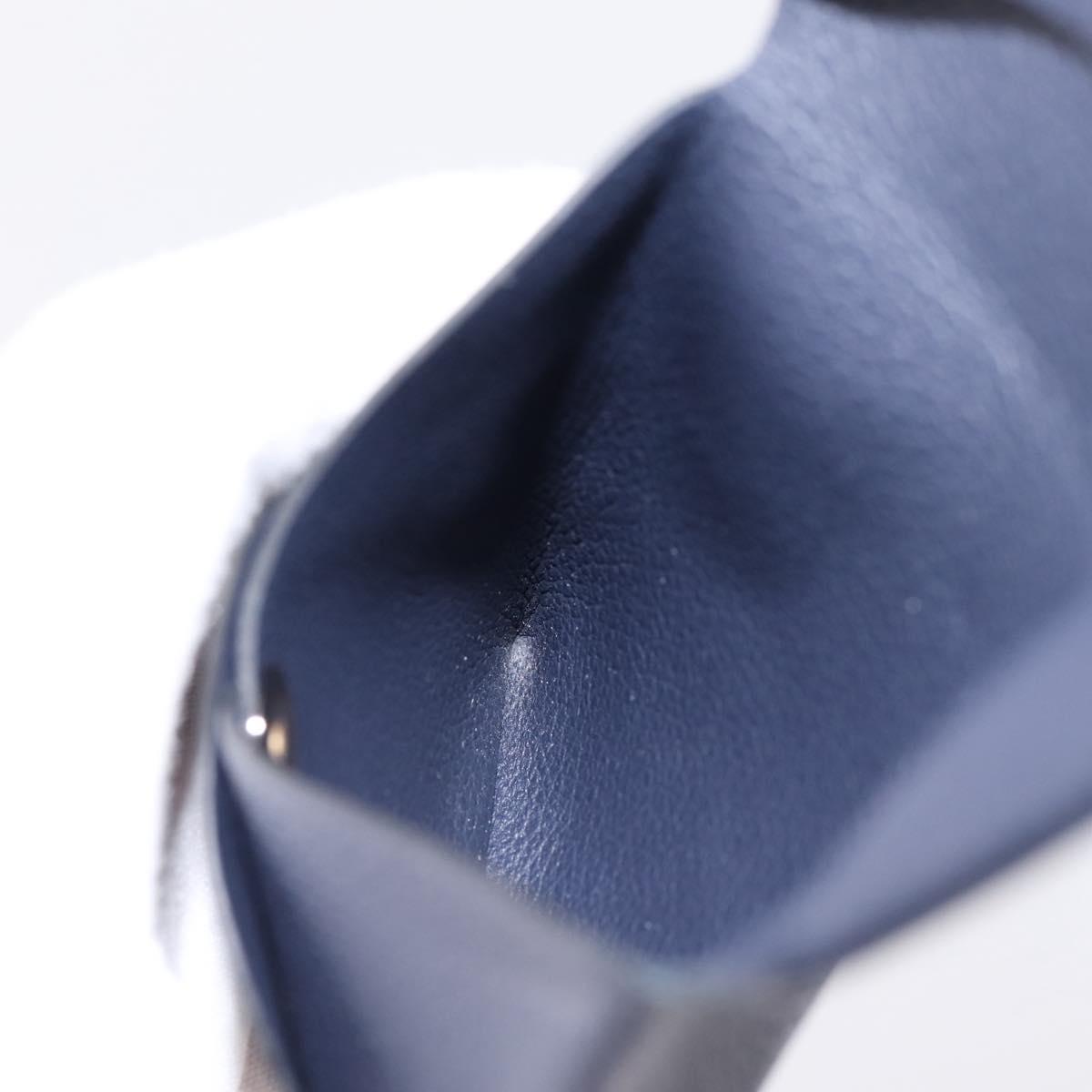 HERMES Bastia Coin Purse Leather Navy Auth 198834V