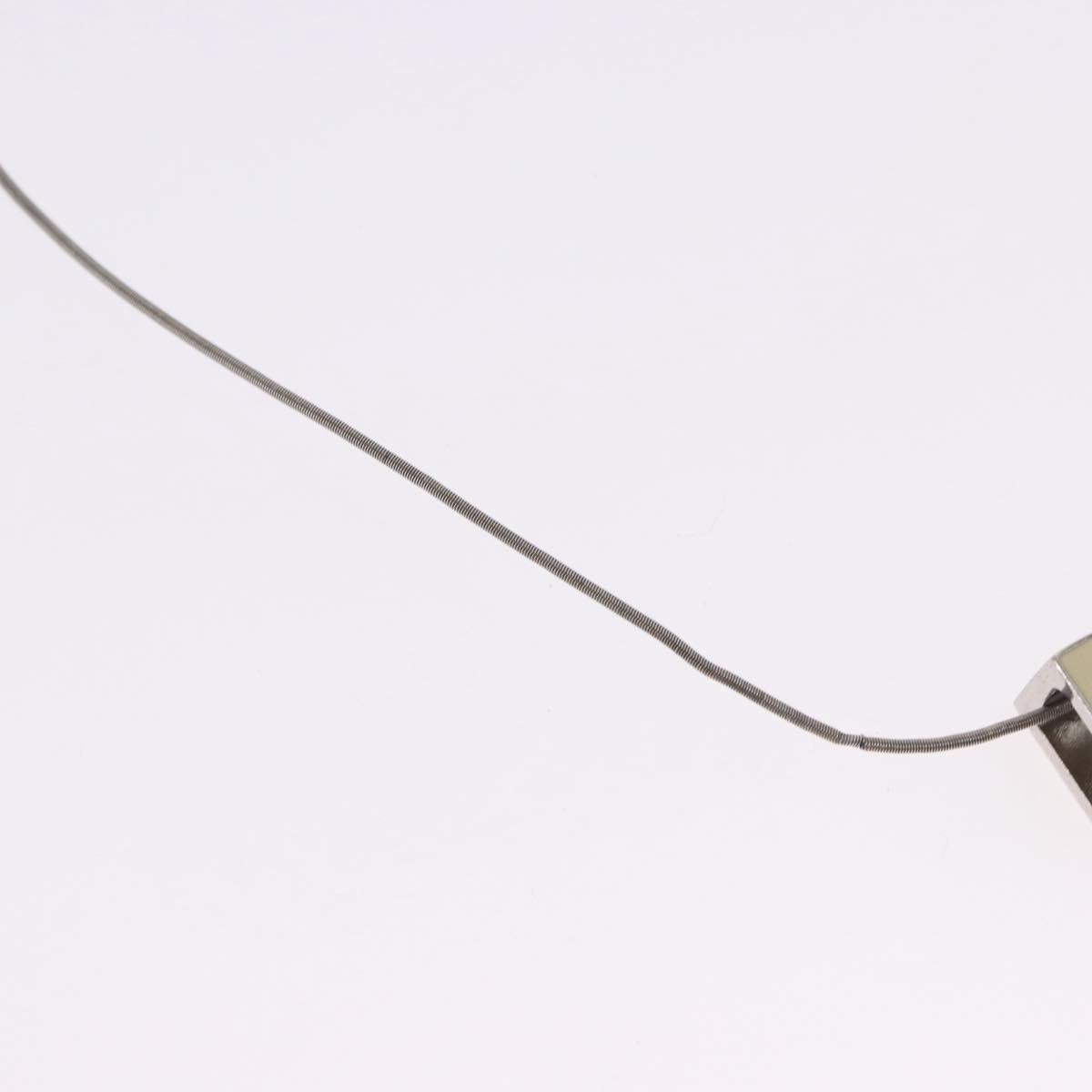 HERMES Cube Ash Necklace metal Silver Auth 198835