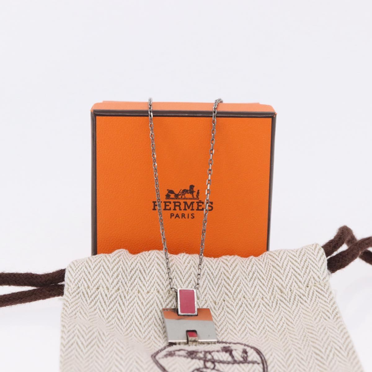 HERMES Eileen Necklace metal Silver Auth 198836V