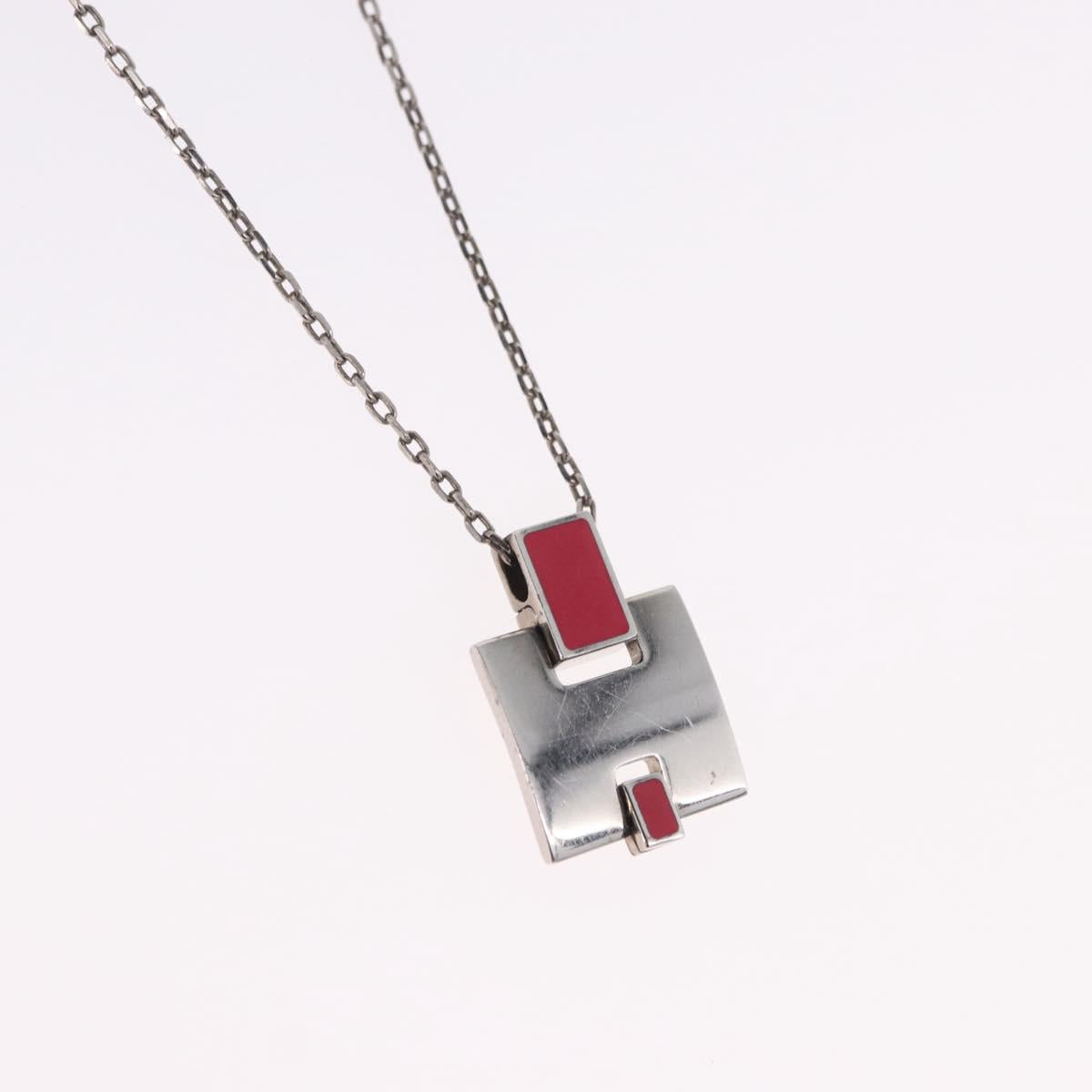 HERMES Eileen Necklace metal Silver Auth 198836V