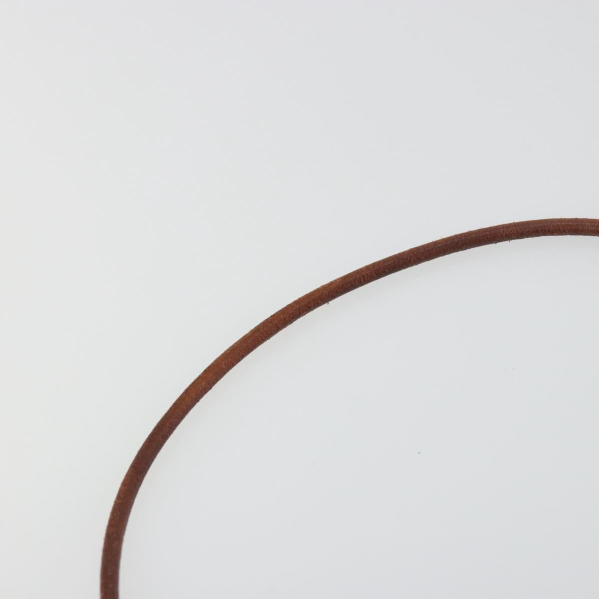HERMES Jumbo Choker Bracelet Leather Metal Brown Gold Tone Auth 198837A