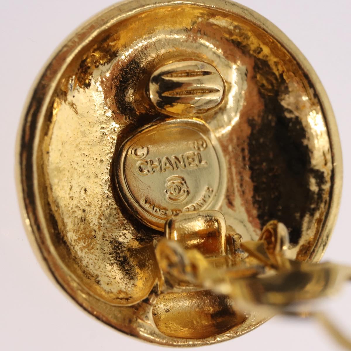 CHANEL Mademoiselle Earring Metal Gold Tone CC Auth 198838