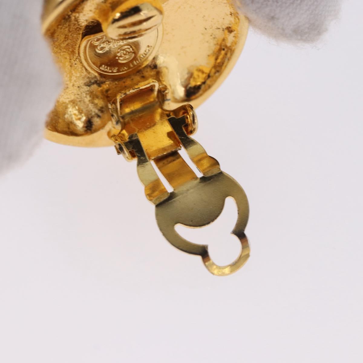 CHANEL Mademoiselle Earring Metal Gold Tone CC Auth 198838