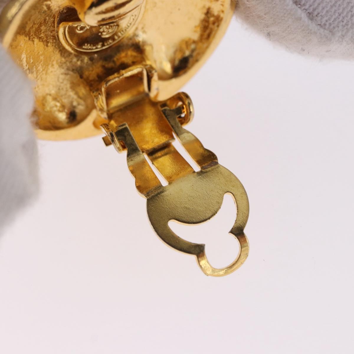 CHANEL Mademoiselle Earring Metal Gold Tone CC Auth 198838