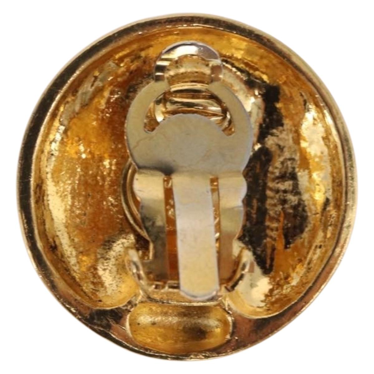 CHANEL Mademoiselle Earring Metal Gold Tone CC Auth 198838
