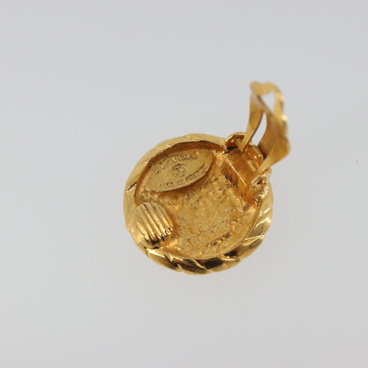 CHANEL Earring Metal Gold Tone CC Auth 198839V
