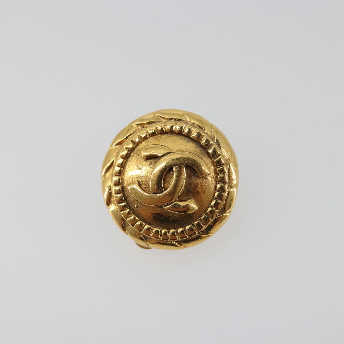 CHANEL Earring Metal Gold Tone CC Auth 198839V