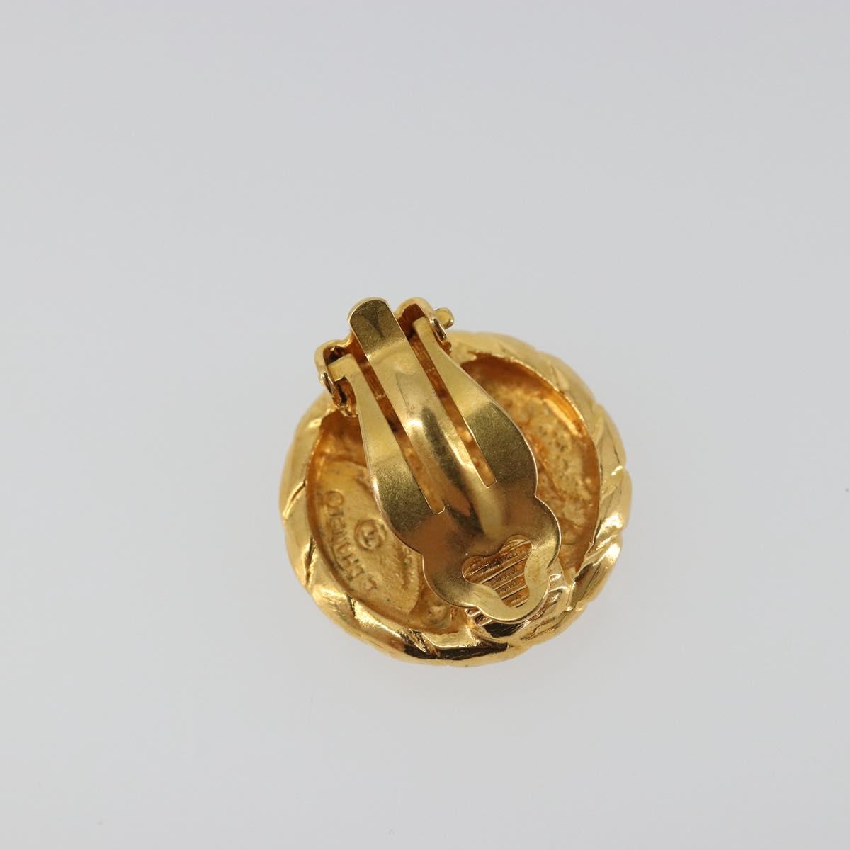 CHANEL Earring Metal Gold Tone CC Auth 198839V