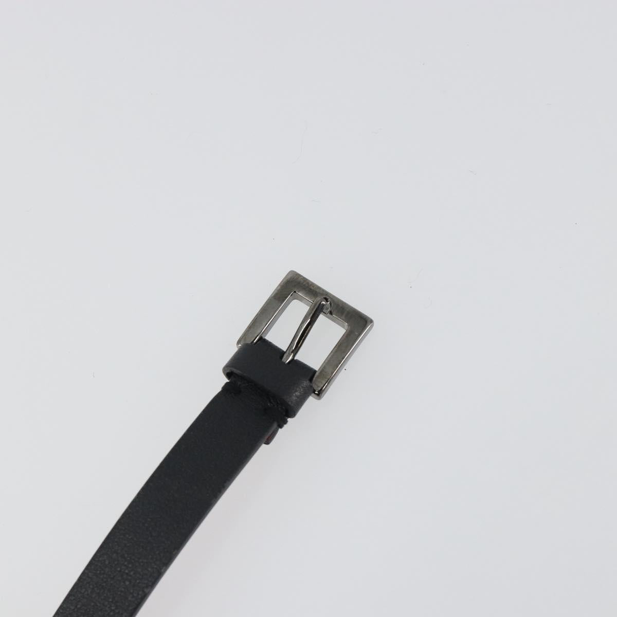 VALENTINO Bracelet Leather Black Silver Auth 198840A