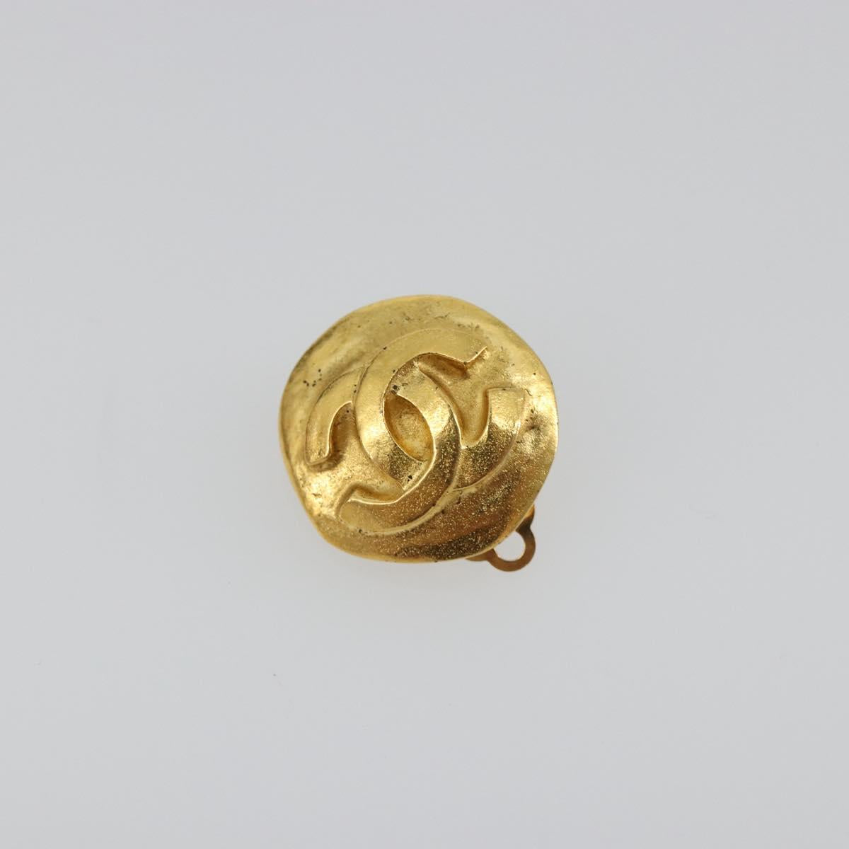 CHANEL Earring Metal Gold Tone CC Auth 198842V