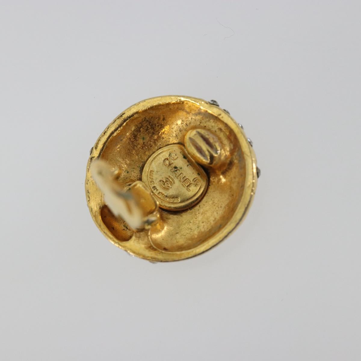 CHANEL Earring Metal Gold Tone CC Auth 198843